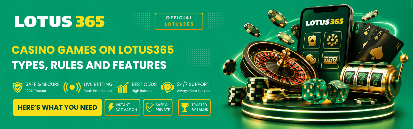 Casino Games on Lotus365 – Types, Rules and Features