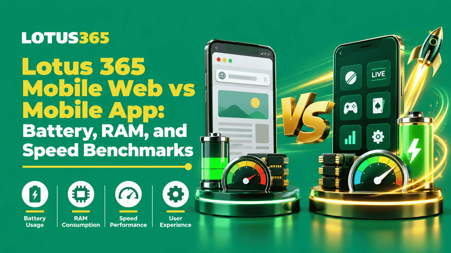 Lotus 365 Mobile Web vs Mobile App Battery, RAM, and Speed Benchmarks